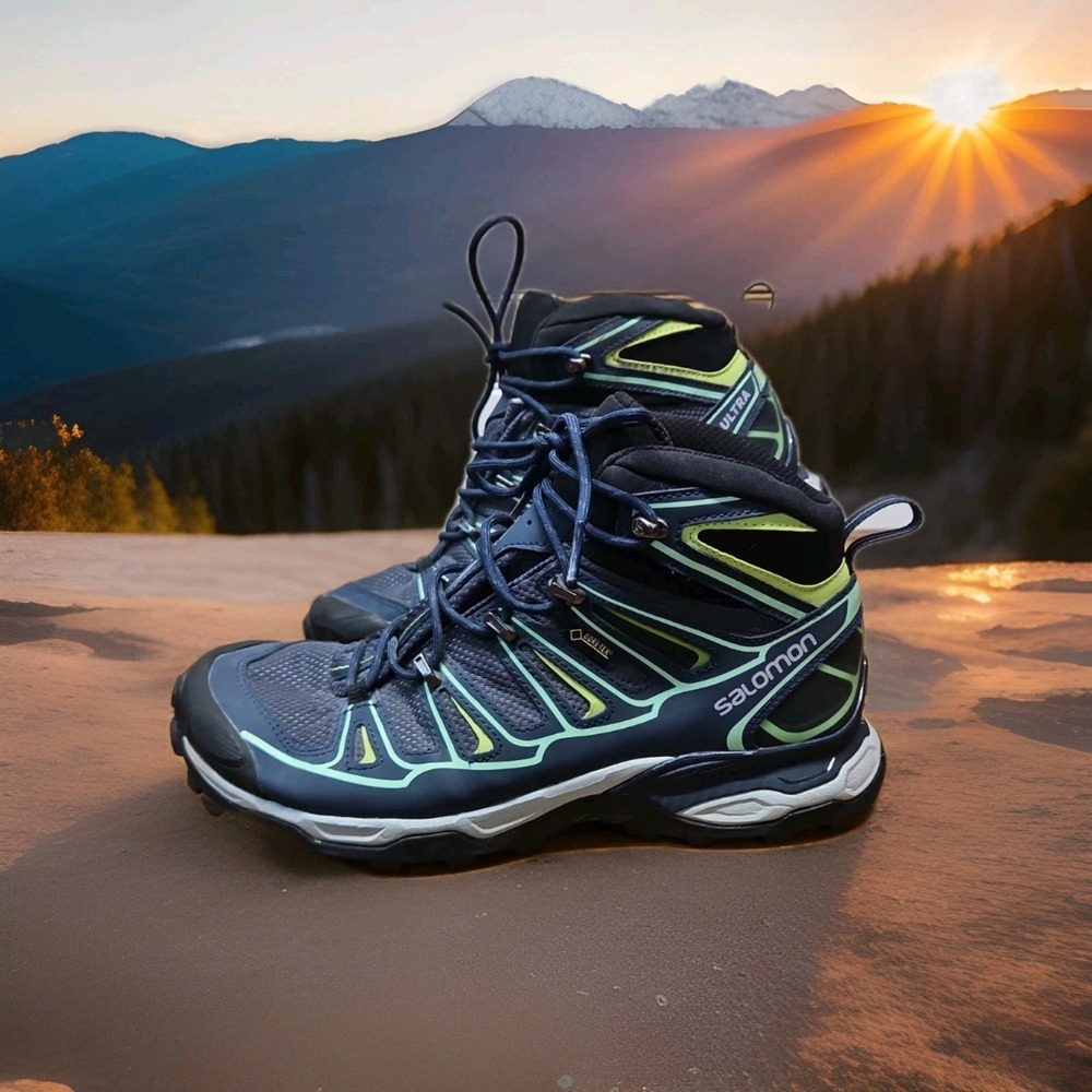 Salomon X-Ultra GTX Mid Women's Size 9 Trail Hiking Boots Navy Blue